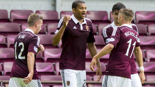 Hearts players celebrating