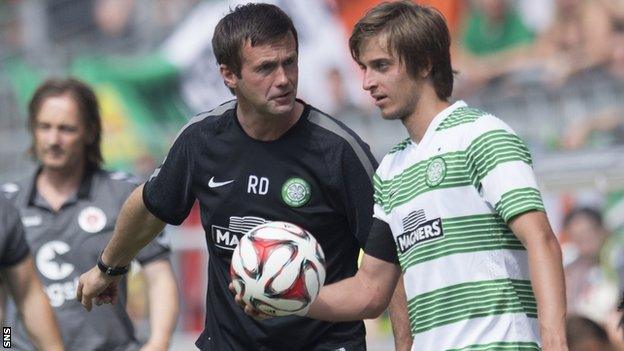 Celtic manager Ronny Deila with Filip Twardzik