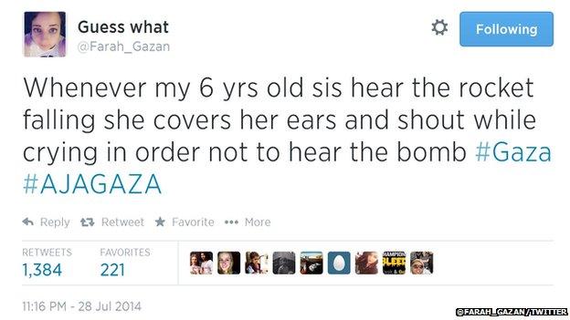 Farah Baker appeared to live tweet during a bomb attack by Israel.