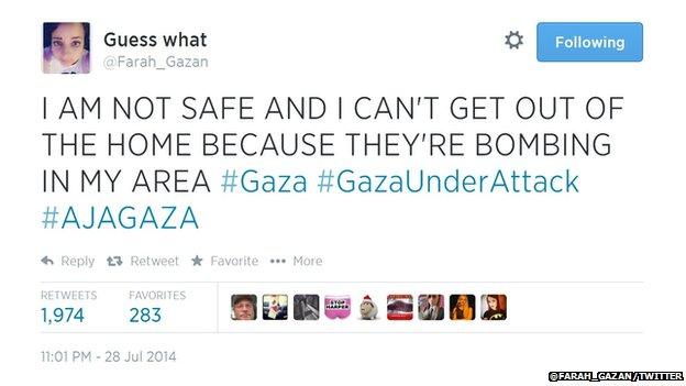 Farah Baker appeared to live tweet during a bomb attack by Israel.