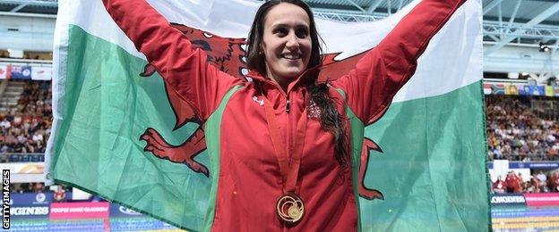 Wales Georgia Davies with her 50m backstroke gold