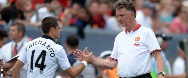 Javier Hernandez and Louis van Gaal