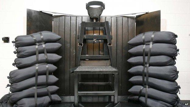 A firing squad execution chamber in the Utah State Prison in Draper, Utah, was seen on 18 June 2010