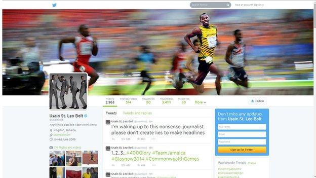 Usain Bolt Twitter feed