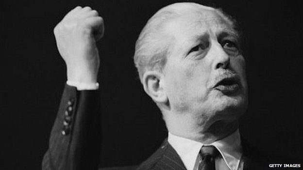 Harold Macmillan speaking at the Conservative Party conference in 1957