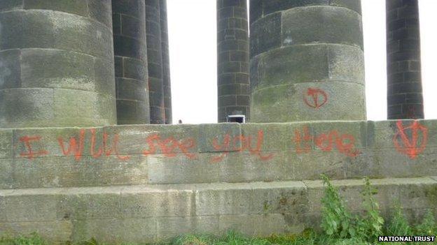 Graffiti on Penshaw Monument