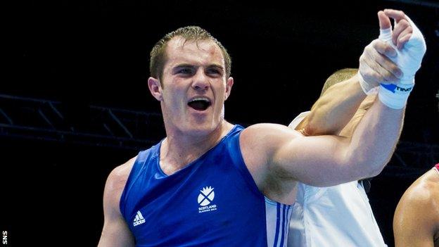 Stephen Lavelle celebrates his win over Indian counterpart Amritpreet Amritpreet Singh