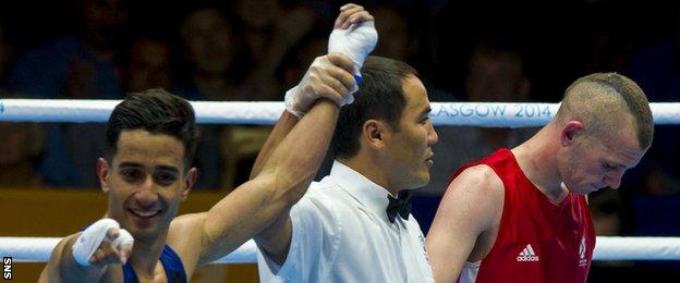 Scotland's Joe Ham (far right) lost to Englishman Qais Ashfaq