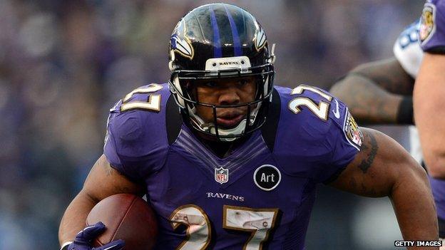 Baltimore Raven running back Ray Rice.