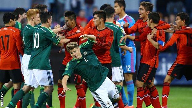 Fighting marred the Elite Section match between Northern Ireland and Mexico