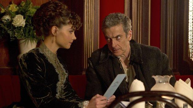 Peter Capaldi with on screen companion played by Jenna Coleman