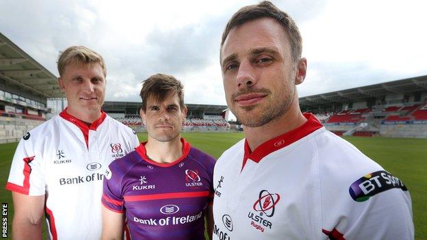 Franco van der Merwe, Louis Ludik and Tommy Bowe of Ulster