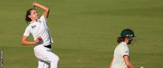 Kate Cross bowling at the WACA