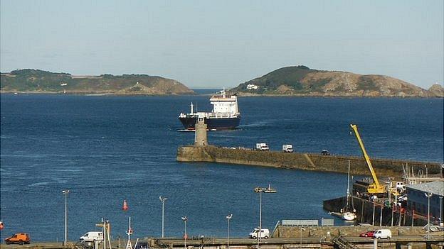 MV Arrow approaching Guernsey's St Peter Port Harbour