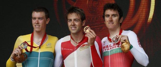 Rohan Dennis, Alex Dowsett and Geraint Thomas