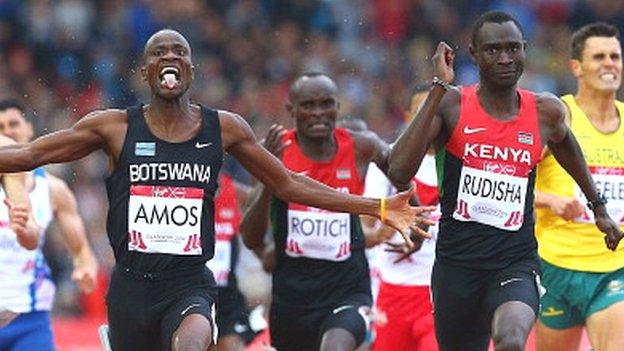 Nijel Amos wins 800m gold ahead of David Rudisha