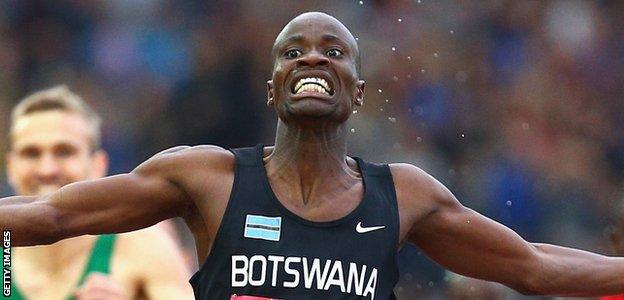 Nijel Amos of Botswana wins the 800m at Glasgow 2014