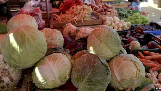 Vegetables at market in Poland, 31 Jul 14