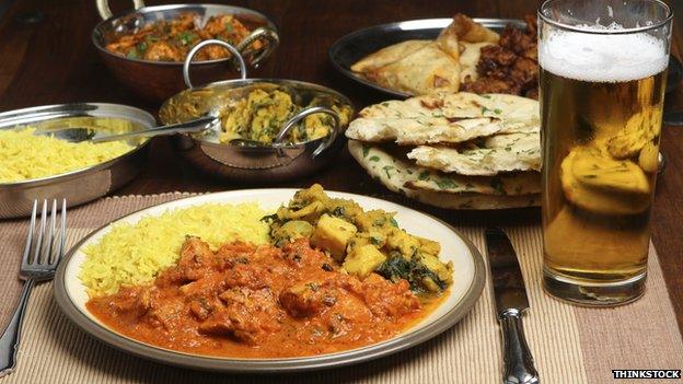 Curry and a pint of lager