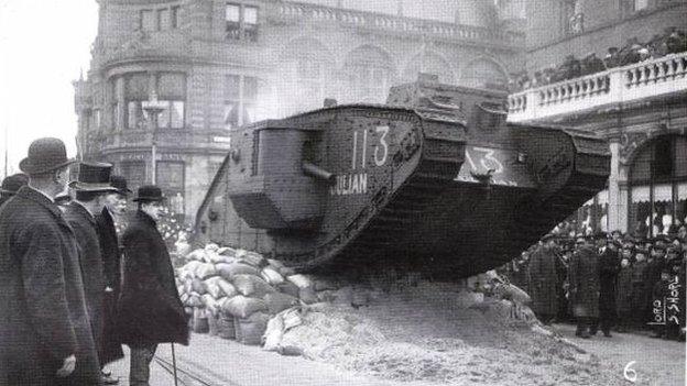 Julian the Tank visits Monmouth in 1918