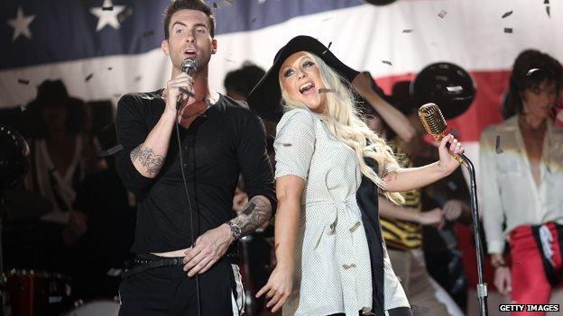 Adam Levine and Christina Aguilera