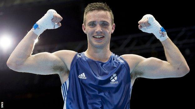 Team Scotland's Josh Taylor beats Samuel Maxwell in the Men's light welter 64kg semi-final