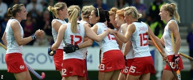 Lily Owsley celebrates her first-half goal with her England team-mates