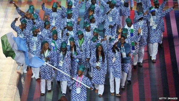 Sierra Leone athletes at the opening ceremony