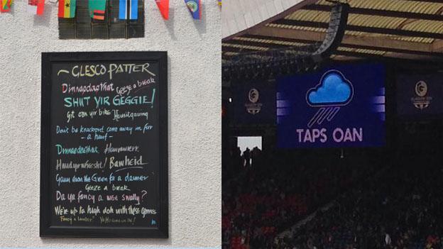 Glasgow Patter and Taps Oan signs