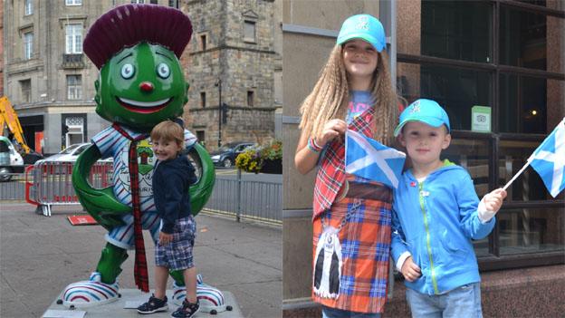 Lewis Russell from Leven meets Clyde and Amy an Aidan Gall sport their merchandise