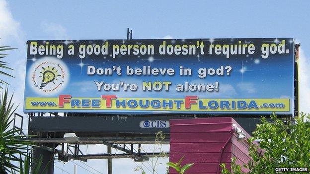 Florida billboard - "Being a good person doesn't require god"