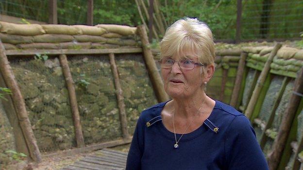 Phoebe Colligan in a preserved trench at Thiepval Wood