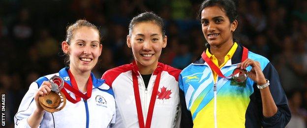 The medallists in the women's singles