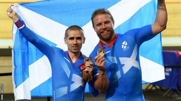 Neil Fachie and Craig MacLean (right) struck gold twice for Scotland at the Games