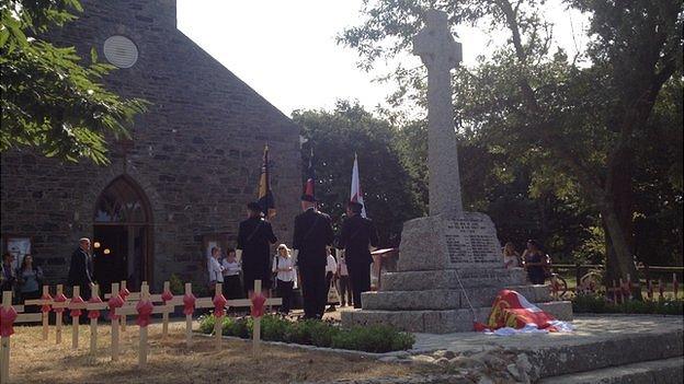 WW1 service of remembrance held outside St Peter's Church in Sark