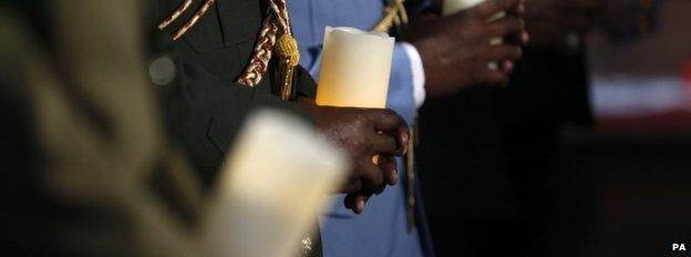 Candles at service in Glasgow