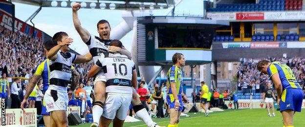 Hull FC celebrate their Challenge Cup semi-final win over Warrington in 2013