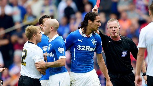 Bilel Mohsni is sent off against Derby.