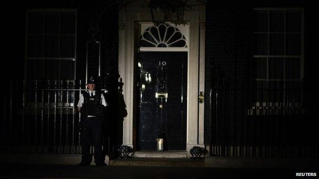 Lantern outside Downing Street