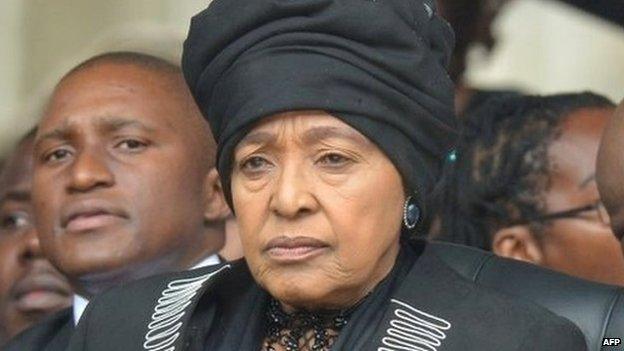 Winnie Madikizela-Mandela at Nelson Mandela's memorial service in December 2013