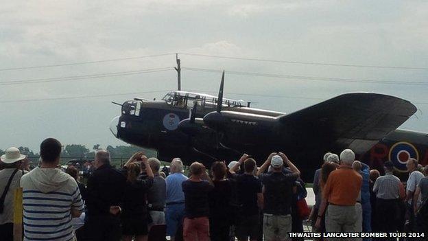 Lancaster bomber taxiing