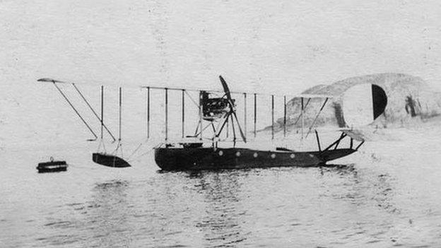 French seaplane moored off Sark coastline