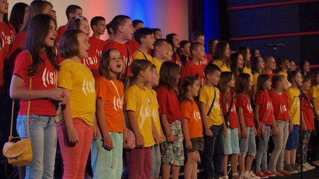 Superar choir singing in Sarajevo