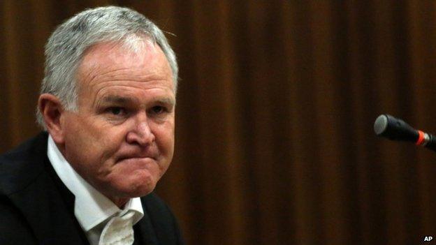 Barry Roux, defence lawyer for murder accused, Oscar Pistorius (April 2014)