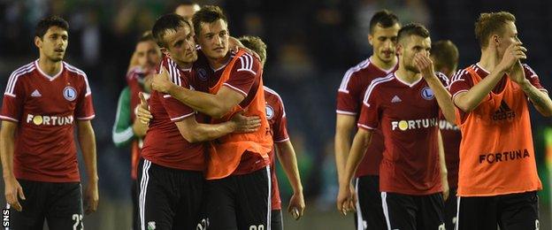 Legia Warsaw players celebrating