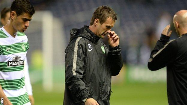 Celtic midfielder Nir Biton and manager Ronny Deila