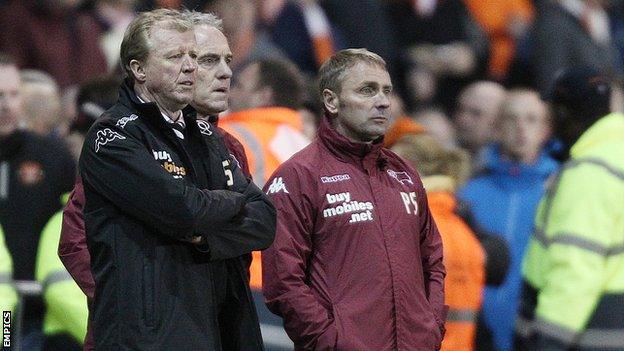 Steve McClaren with backroom staff Eric Steel and Paul Simpson