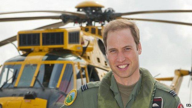 Prince William as an RAF search and rescue helicopter pilot