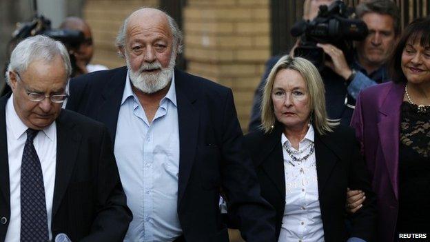 Reeva Steenkamp's parents arrive at the court in Pretoria to hear the concluding remarks in the trial against Oscar Pistorius