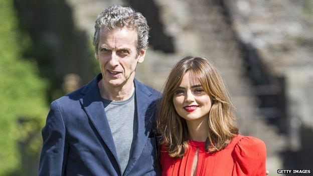 Peter Capaldi with Jenna Coleman in Cardiff